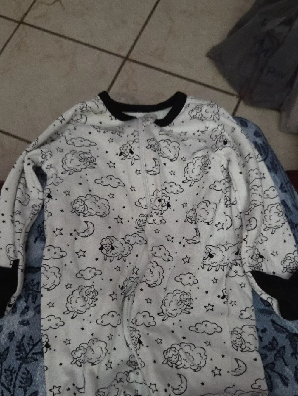 wonder nation White Footed One-Piece with Black Sleepy Sheep Print Newborn NWOT